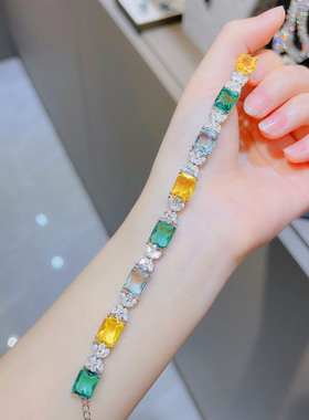 彩虹糖果色碧玺手链女