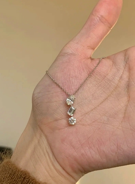 Young法式轻奢不规则三生石锆石项链女时尚简约百搭吊坠锁骨链女