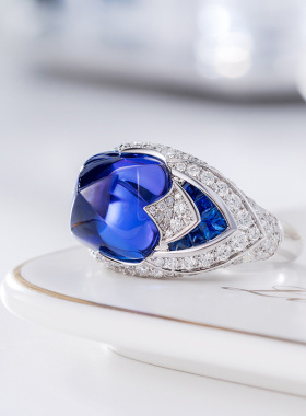 直播珠宝蓝宝石戒指女