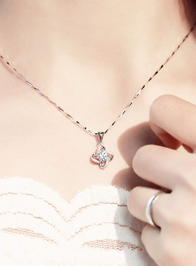 银项链四叶草吊坠百搭日韩