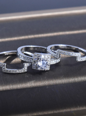 blingbling超闪三套满钻微镶戒指