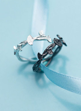 INS小清新银杏叶开口戒指配饰