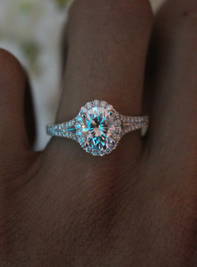 youngs925纯银鹅蛋女带钻钻戒