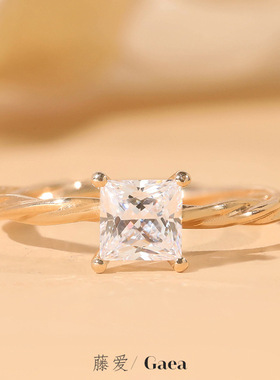 ins戒指小巧仿莫桑石四爪镀18k