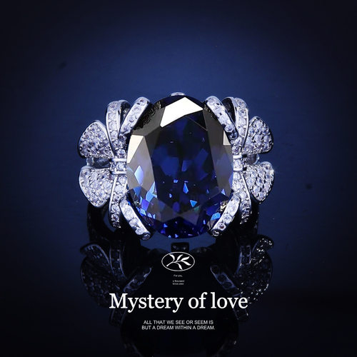 超仙蝴蝶结皇家蓝宝石开口戒指女