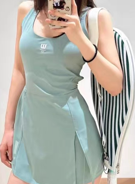 Wilson威尔胜夏季女士UPTOWN前侧开叉网球运动连衣裙+打底裤