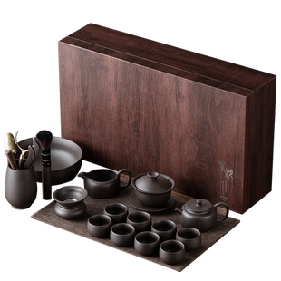 整套紫砂功夫茶具套装家用泡茶壶喝茶杯办公茶道礼品盖碗杯冲茶器