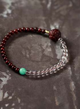 【壮的响亮】甘露貔貅 小叶紫檀/白水晶手链手串饰品