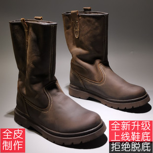 真皮高帮男靴子皮靴长靴高筒靴骑行马靴保暖加绒雪地靴防水机车靴