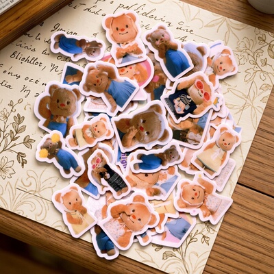 泰国 黄油小熊 奶油小熊 自制手帐手机电脑相册防水水杯头盔贴纸