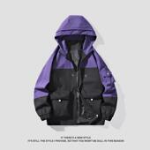 南朋友高级感撞色拼接色夹克男女情侣休闲宽松连帽百搭薄款 风衣