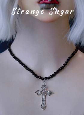 怪糖饰物集原创十字珠串锁骨链