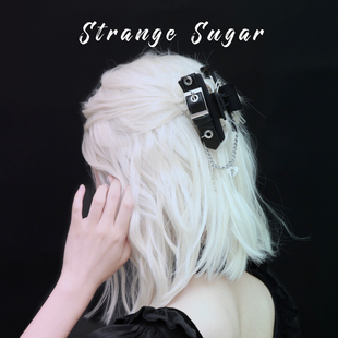 怪糖饰物集原创手工抓夹鲨鱼夹皮扣链条十字五金哥特暗黑亚文化