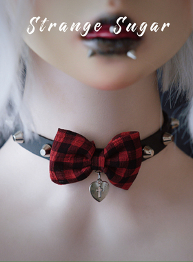 怪糖饰物集原创蝴蝶结铆钉颈链