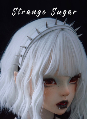 怪糖饰物集原创手工仿皮质铆钉发箍头箍白色亚文化朋克摇滚暗黑系