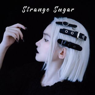 怪糖饰物集原创手工皮扣发夹边夹暗黑亚文化鸭嘴夹