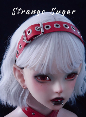 怪糖饰物集原创手工仿皮发箍头箍红色暗黑亚文化朋克