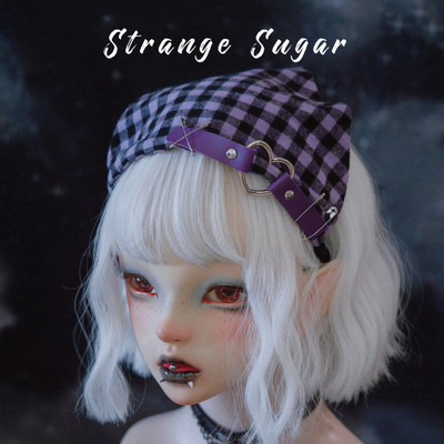 怪糖饰物集原创紫黑格三角巾发箍