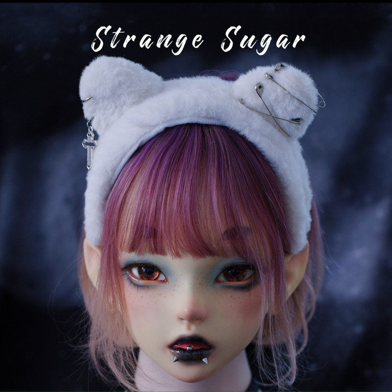 怪糖饰物集原创手工毛绒猫耳发箍头箍亚文化暗黑白色