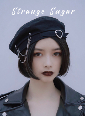 怪糖饰物集原创手工爱心金属贝雷帽链条暗黑XYZG