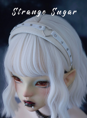 怪糖饰物集原创手工铆钉发箍头箍白色暗黑亚文化仿皮