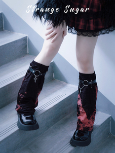 怪糖饰物集原创手工黑红扎染腿环腿套袜套堆堆袜暗黑亚文化
