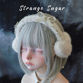 怪糖饰物集原创手工蝴蝶结毛绒爱心耳罩耳套发箍秋冬保暖五金白色