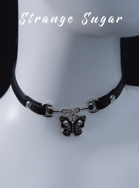 怪糖饰物集原创骷髅蝴蝶吊坠颈链