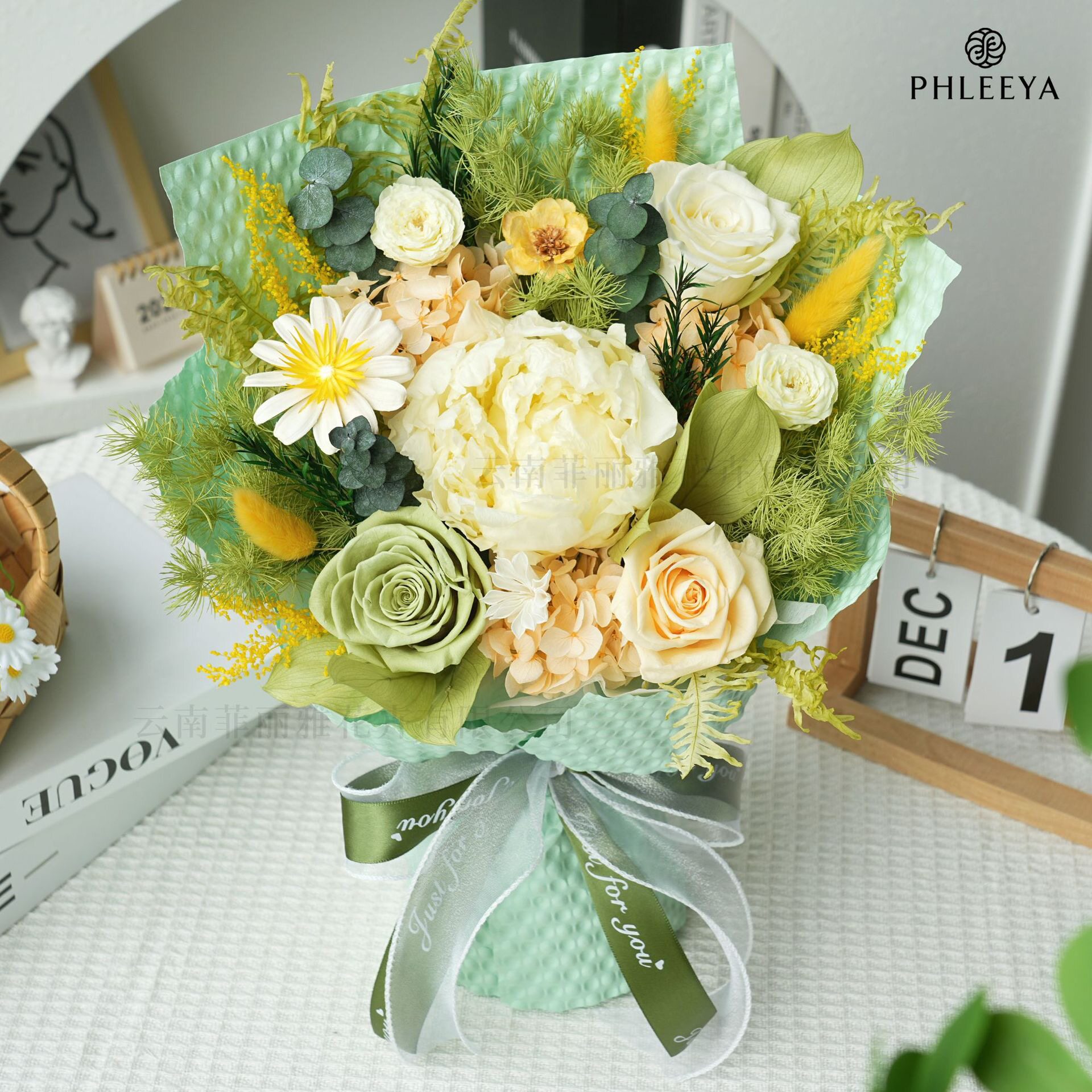 芍药永生花束高级感玫瑰干花客厅摆件家居装饰花婚庆手捧真花