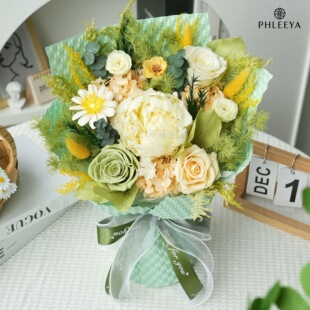 芍药永生花束高级感玫瑰干花客厅摆件家居装饰花婚庆手捧真花