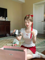 Q Girl's Cherry Raspberry/Korean-style girlish knitted round-neck printed T-shirt top thumbnail 5