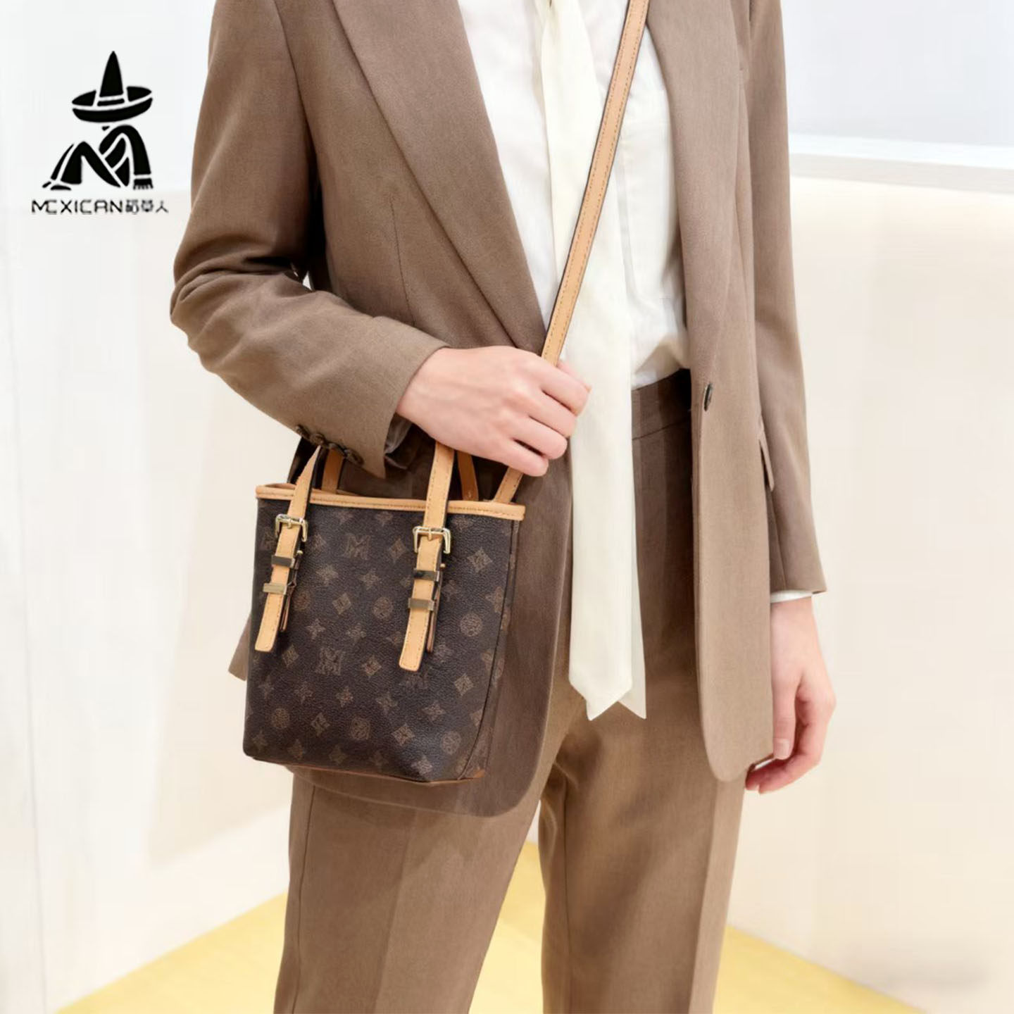 稻草人女包2026春季新款撞色老花印花托特包女中古风手提菜篮子包,箱包皮具/热销女包/男包,通用款女包,淘宝优惠券,粉丝福利购,淘宝优惠卷