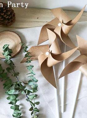 ins风复古森系牛皮风车拍照摄影装饰道具玩具生日装扮用品