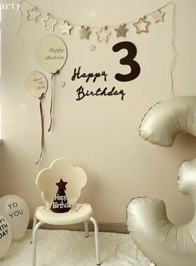ins复古拉旗男孩女孩235岁宝宝儿童生日装饰背景墙场景布置气球
