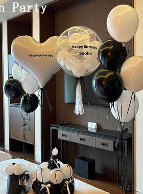 ins爱心波波球气球蛋糕宝宝生日布置场景派对氛围拍照道具装饰品