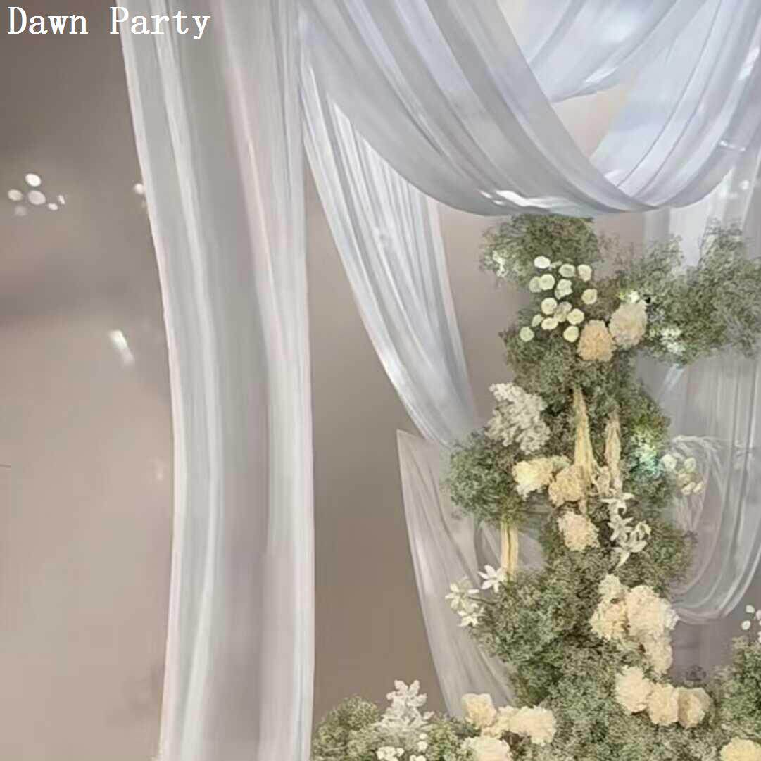 半透明纱幔婚庆装饰纱婚礼纱幔白色背景纱布吊顶挂布婚庆帷幔纱幔