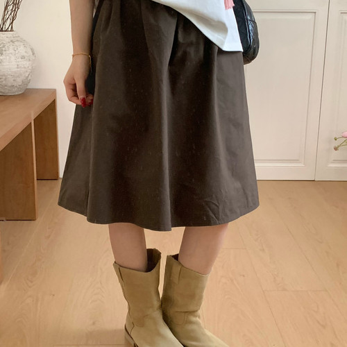 ING-夏季新款高腰遮胯显瘦配腰带百搭A字伞裙半身裙(配腰带)17397