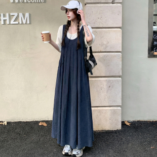 爆款 大码 潮流胖mm显瘦遮肉宽松休闲减龄假两件连衣裙 女装 2026夏季