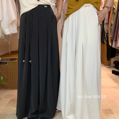 OCT/U.NI-设计感串珠阔腿裤超级好穿垂感舒适面料压褶休闲裤33534