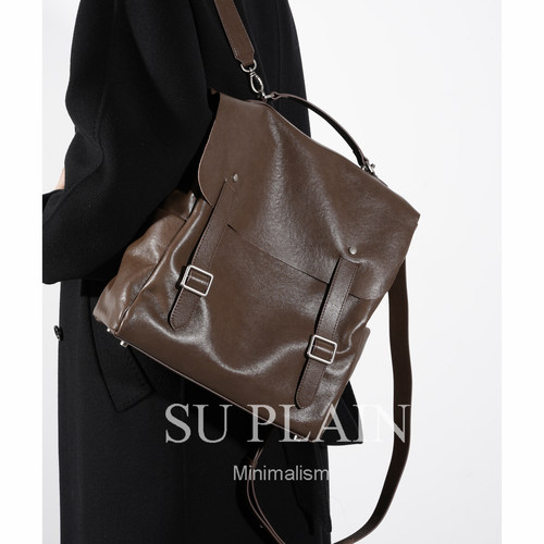 SUPLAIN/SUPLAIN头层植鞣牛皮复古风潮流双肩包女真皮秋冬新款