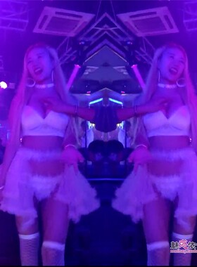 酒吧ds演出服新款夜店性感dj女歌手白色网纱拖尾比基尼gogo舞台装