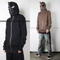 Essence Rodrk Dark Hollow-Out Hooded Zipper Sweatshirt Jacket Hip-Hop Trendy Men's European and American Style