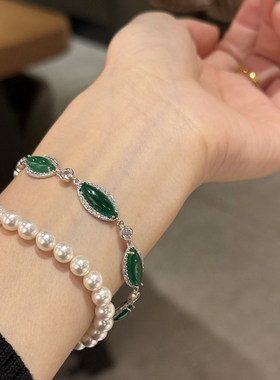 辛欣韩国进口东大门新款设计师款更美手链手串祖母绿手镯优雅配饰