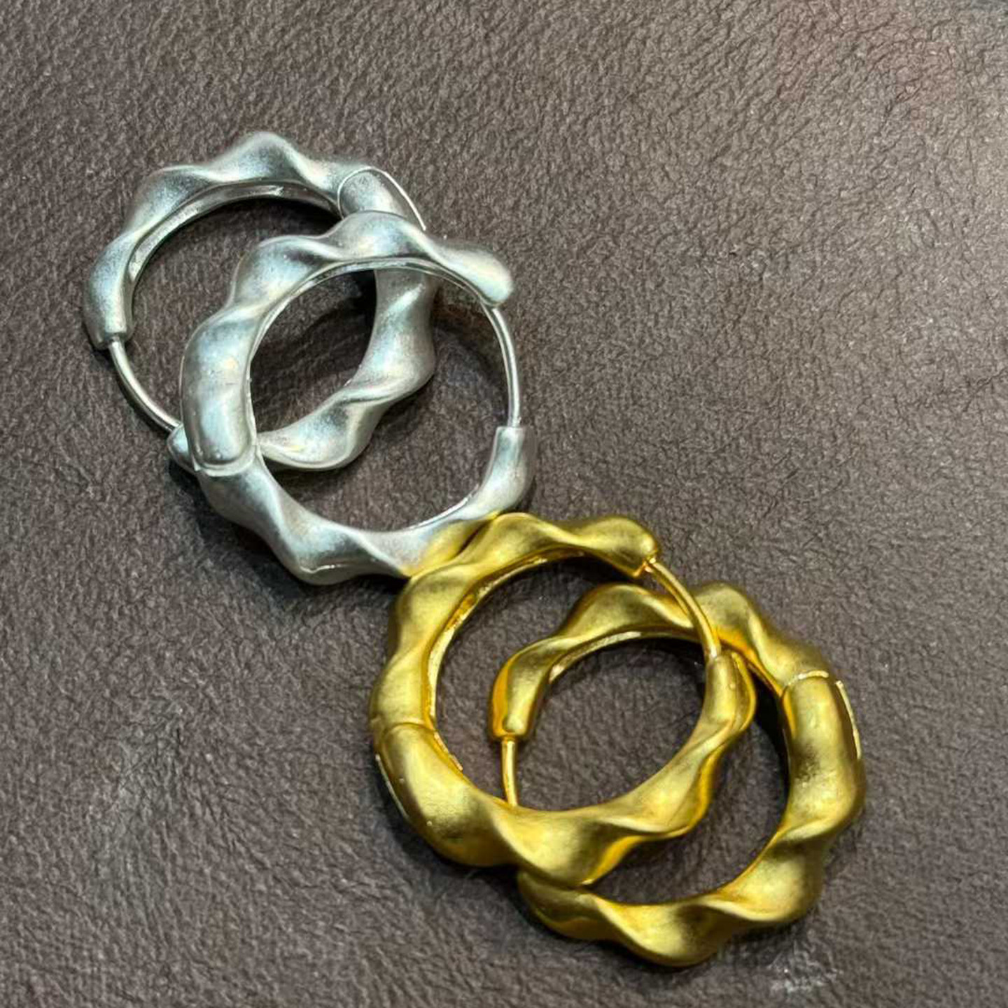 韩国进口东大门新款金色气质简约麻花圈耳环耳扣饰品女