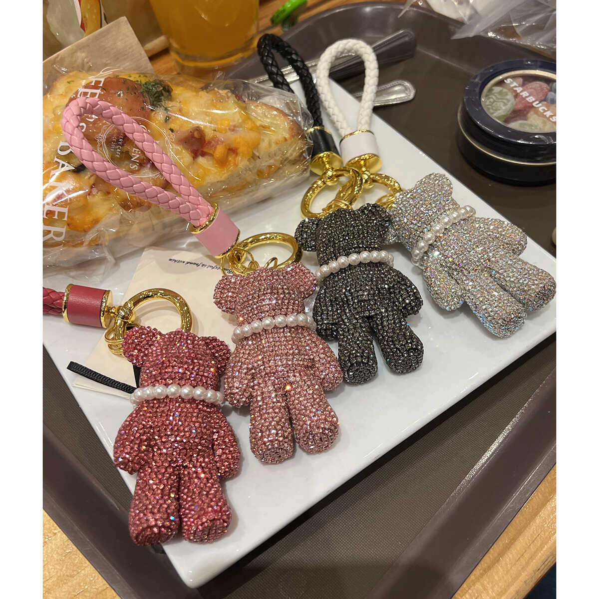 韩国进口东大门新款满钻轻奢小熊可爱钥匙扣包包挂件饰品配饰