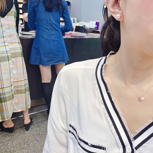 韩国东大门新款72W家通体纯银珍珠耳环耳钉耳饰品女套装