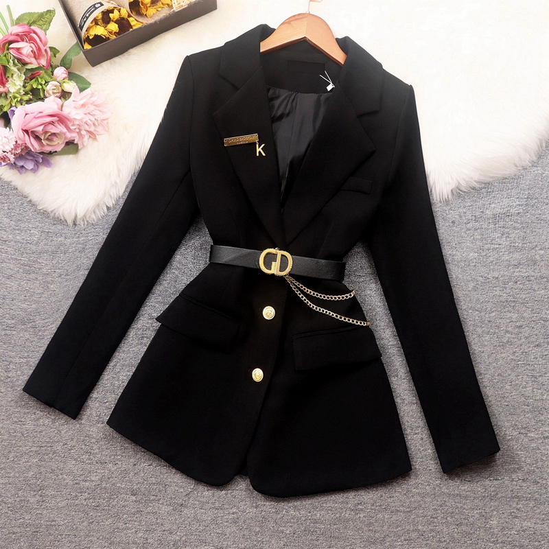 大牌御姐长袖高级感中长西装外套