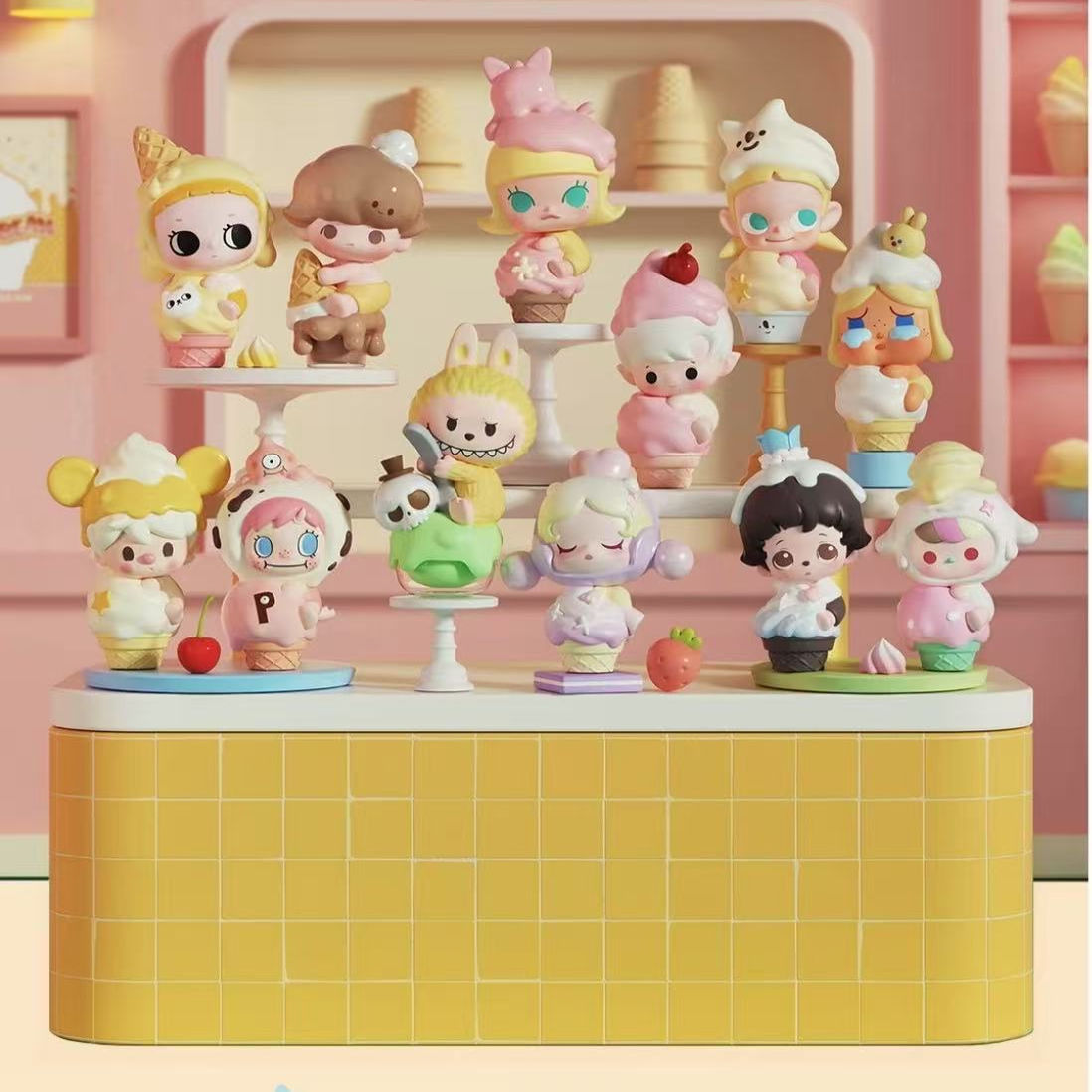 POPMART泡泡玛特冰淇淋甜筒杯系列公仔萌粒摆件
