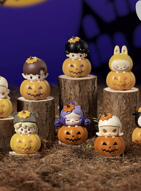 PTS萌粒万圣节南瓜系列经典基础坐姿系列POPMART公仔盲盒