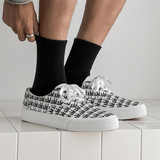 B218-2295-P50低帮滑板帆布鞋男款黑白字母满印高街鞋2024，男鞋帆布鞋，电商B218